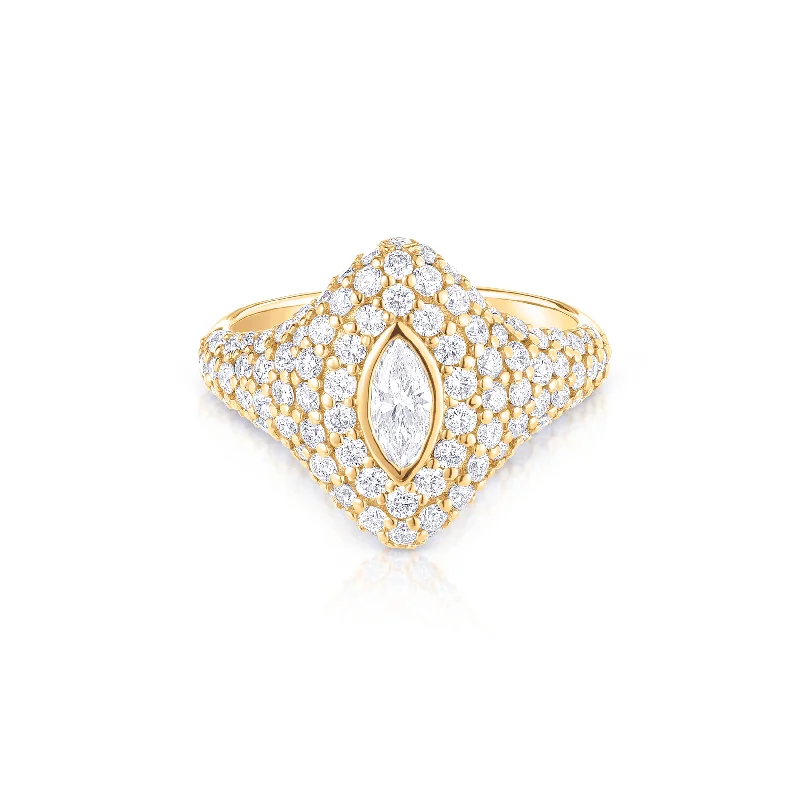 Retro deco rings-Marquise Bling Pinky Ring