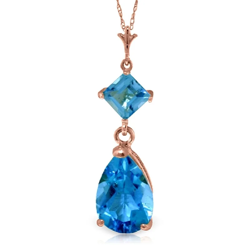 Retro charm necklaces-2 Carat 14K Rose Gold Laughter Blue Topaz Necklace