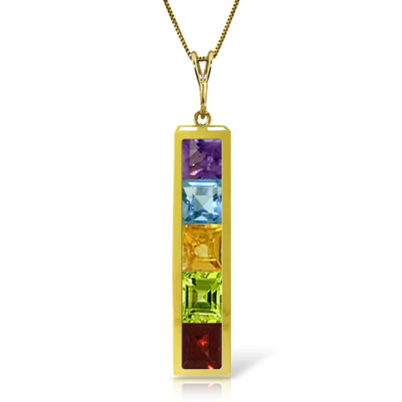 Haze glass necklaces-2.25 Carat 14K Solid Gold Elegant Necklace Natural Multi Gemstones