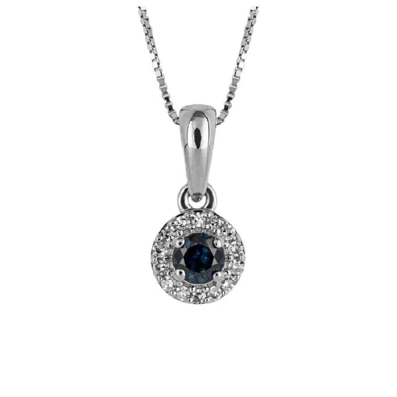 Light filigree engagement rings-9ct White Gold Round Sapphire & Diamond Halo Pendant