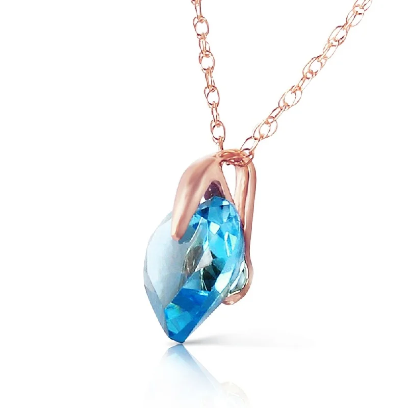 Flat twist necklaces-1.15 Carat 14K Solid Rose Gold Lonely Heart Blue Topaz Necklace