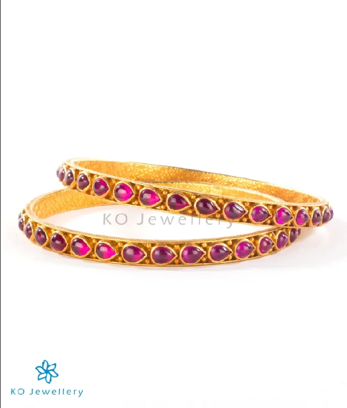 Flat knot bangles-The Deepita Silver Kempu Bangle (Size 2.4)