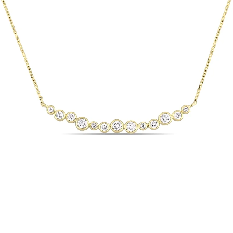 Retro deco necklaces-Miadora Signature Collection 14k Yellow Gold 1/2ct TDW Diamond Clustered Bar Necklace