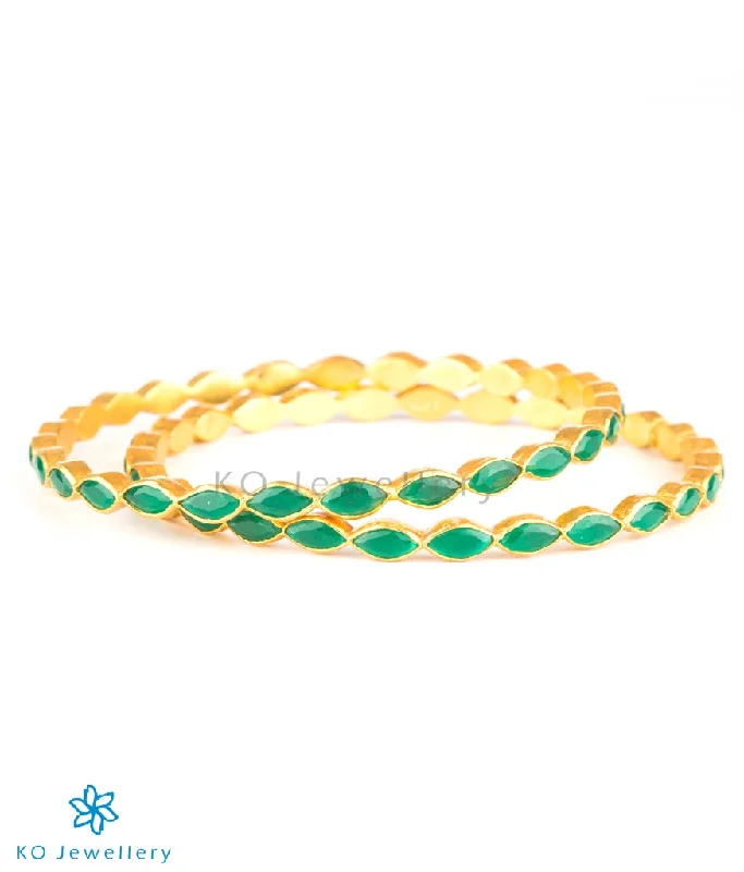 Luxe diamond bangles-The Avantika Silver Kemp Bangle(Green/Size 2.2/2.4/2.8)