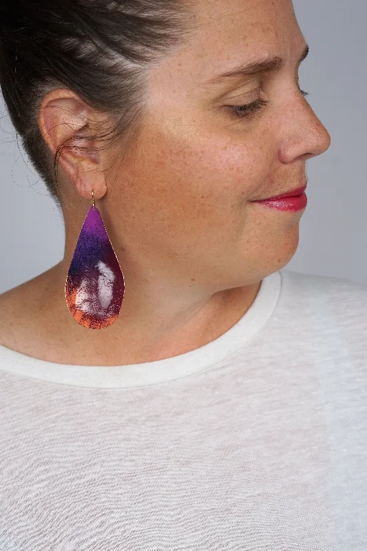 Large Chroma Earrings in Burgundy, Orchid, and Coral