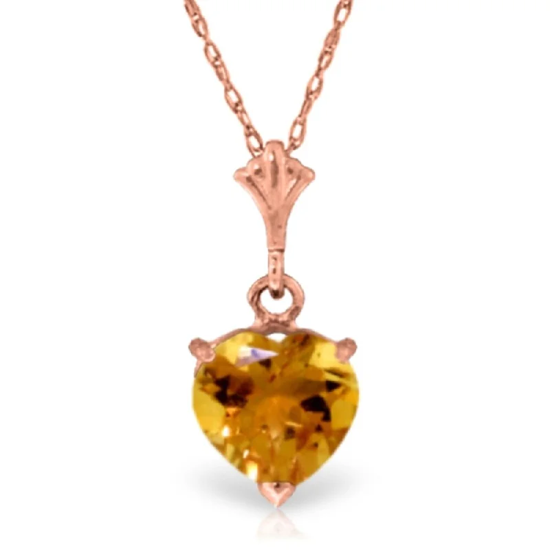 Thick collar necklaces-1.15 Carat 14K Rose Gold Proud Heart Citrine Necklace