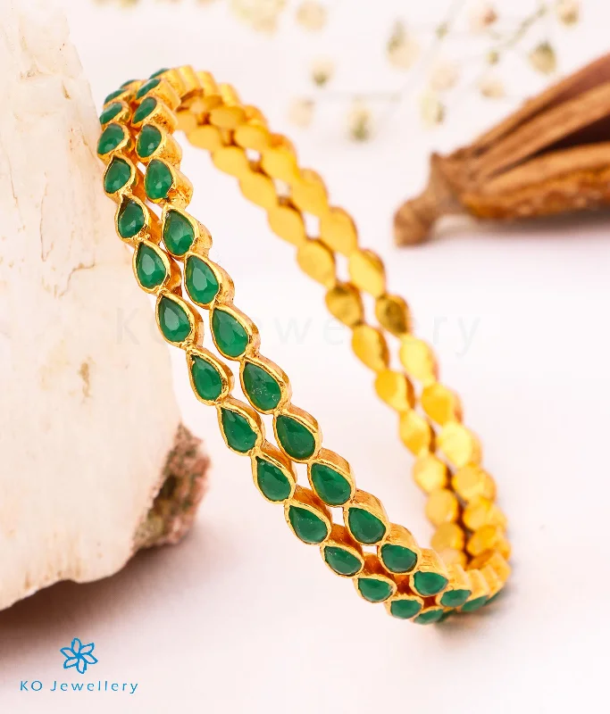 Topaz stone bangles-The Artava Silver Kempu Bangle(Green/Size 2.6)