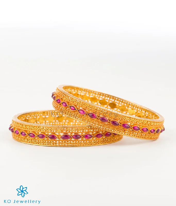 Vivid druzy bangles-The Damya Silver Kempu Bangle (Size 2.2/2.4/2.6/2.8)