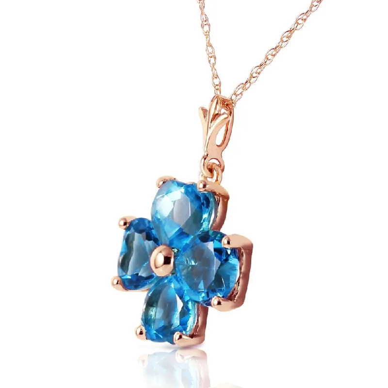 Onyx stone necklaces-3.8 Carat 14K Solid Rose Gold Heart Cluster Blue Topaz Necklace