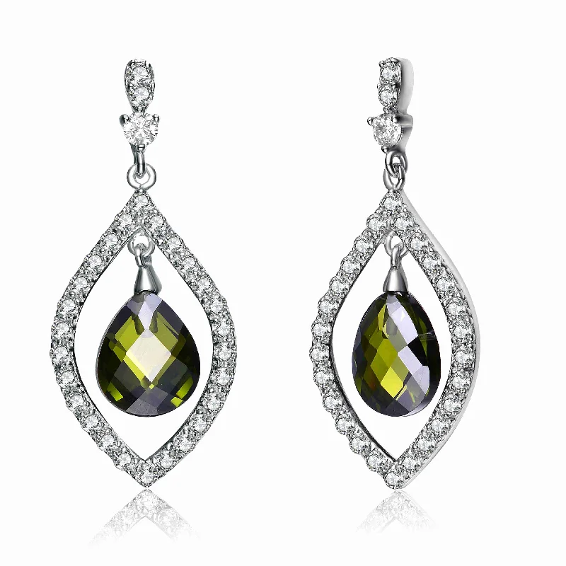 Gabrielle Green Pear Shape Drop Earrings