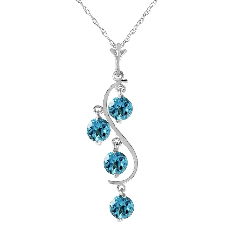 Patina bronze necklaces-2.25 Carat 14K White Gold Move The Earth Blue Topaz Necklace