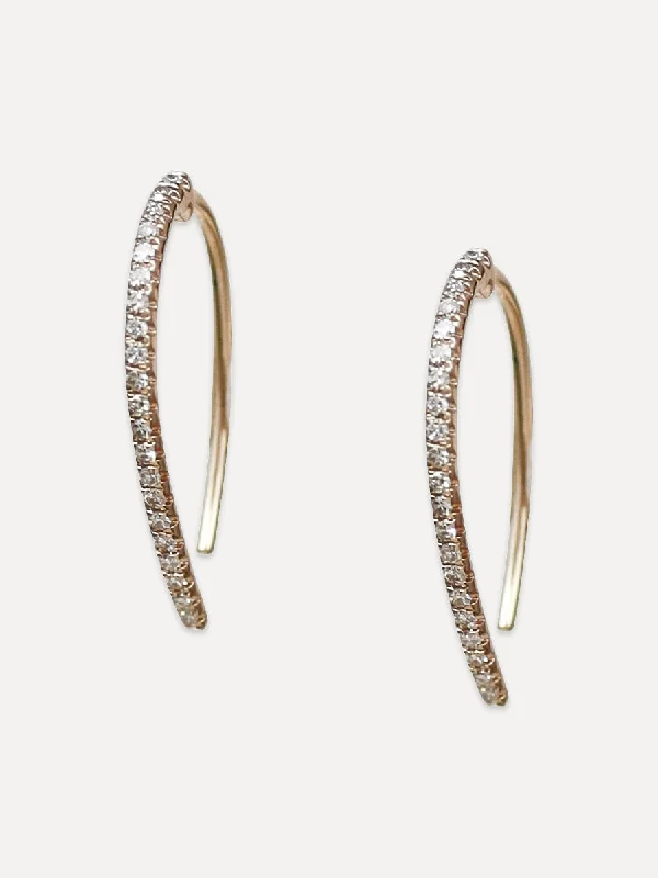 14K Diamond Wishbone Earrings