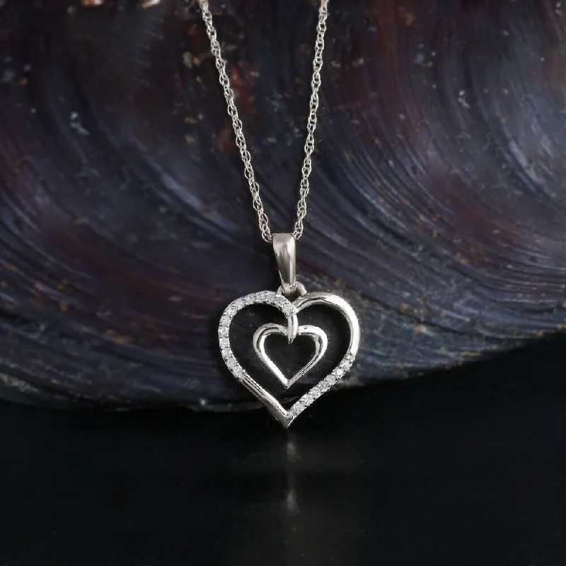 Warm wood necklaces-De Couer 10K White Gold 1/20ct TDW Diamond Necklace