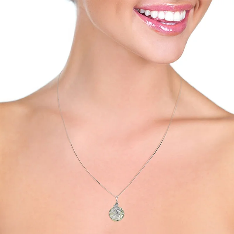 Tribal coin necklaces-5.32 Carat 14K Solid White Gold Necklace Natural Green Amethyst Diamond