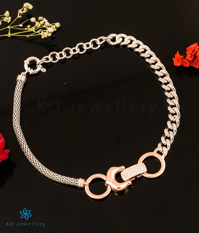 Warm clay bangles-The Twotone Silver Rose-gold Bracelet