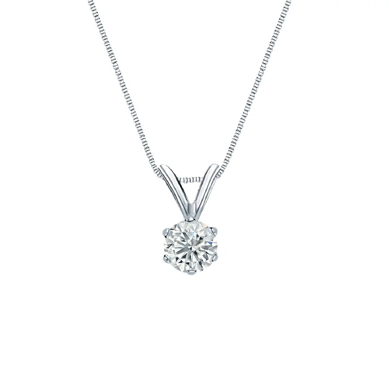 Layered chain necklaces-Auriya 14K Gold Lab Grown Round Diamond Solitaire Necklace 6-Prong Basket 0.25 to 5.00 ct. tw. (F-G VS)