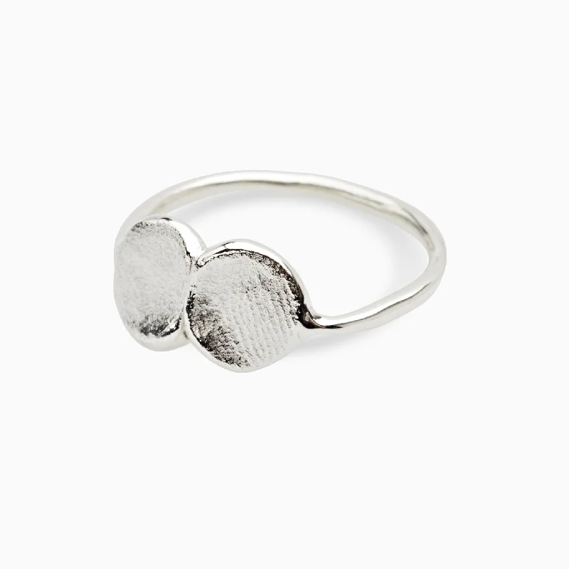 Beaded stone rings-Double Impression Ring | Silver