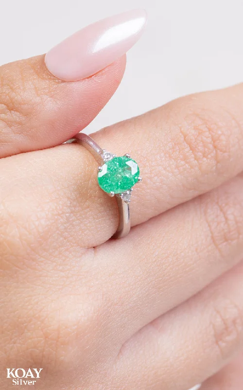 Sleek shank rings-Zircon Ring (070) Green