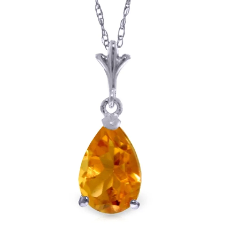 Flat knot necklaces-1.5 Carat 14K White Gold Warm Heart Citrine Necklace