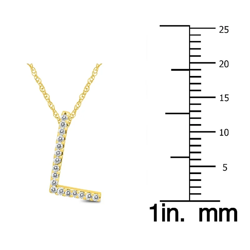 Full moon necklaces-Marquee 1/10 Carat TW L Initial Diamond Pendant Necklace in 10K Yellow Gold with Adjustable Chain