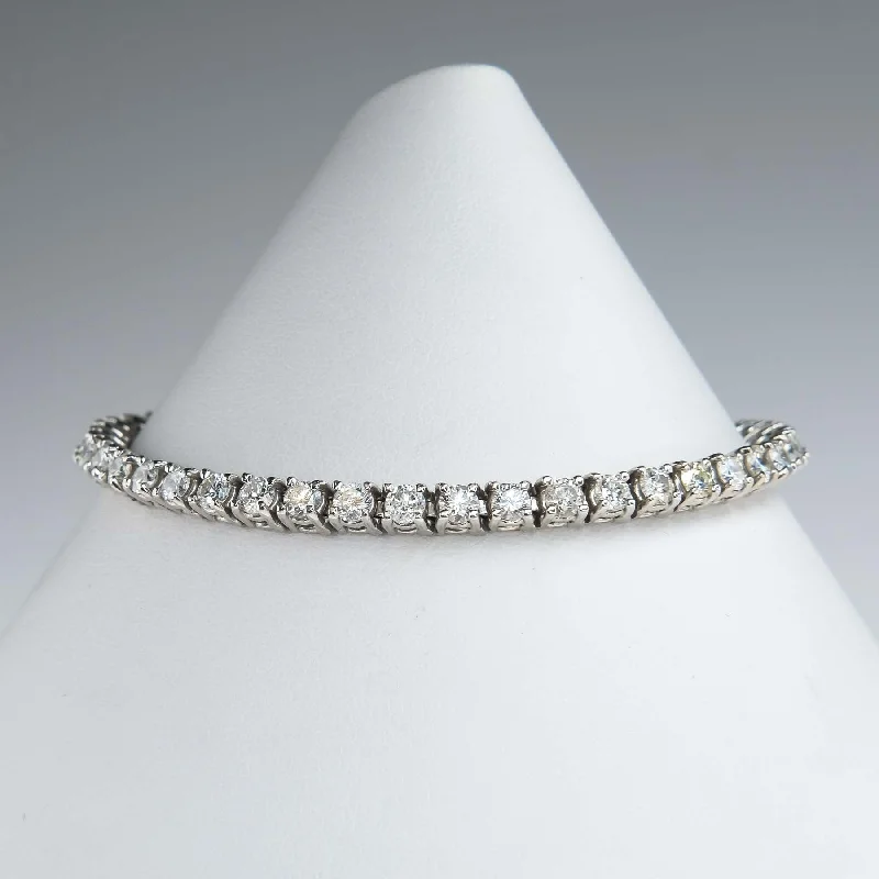 Flex thread bangles-5.00ctw Round Diamond 7.25" Tennis Bracelet in 14K White Gold