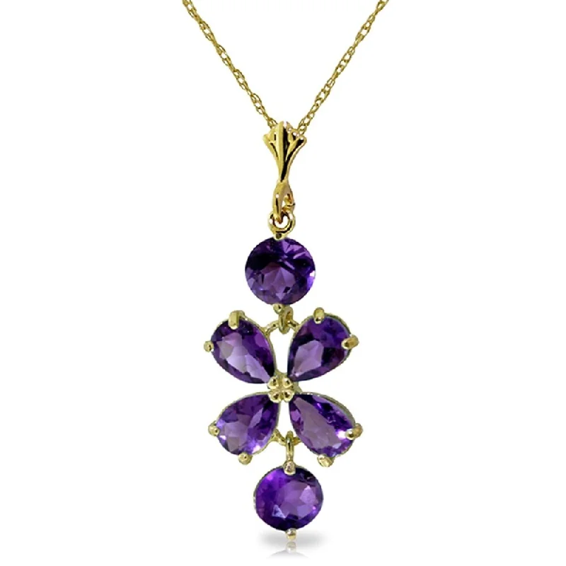 Silk cord necklaces-3.15 Carat 14K Gold Specially For You Amethyst Necklace