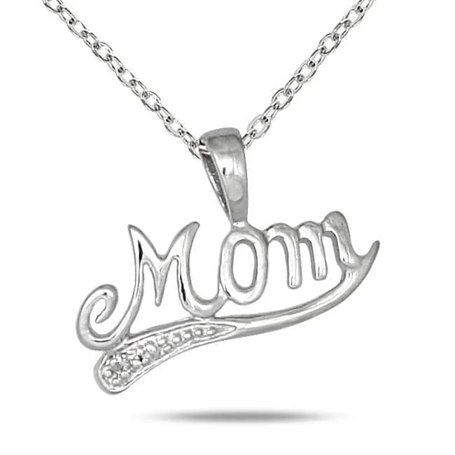 Mystic eye necklaces-Marquee 14k White Gold Diamond Accent MOM Necklace (I-J, I1-I2)