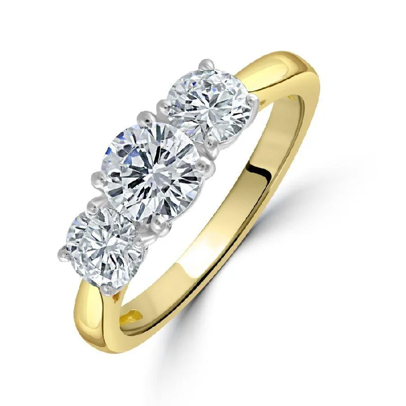 Subtle accent engagement rings-18ct Yellow Gold Round Brilliant Cut Diamond Trilogy Ring