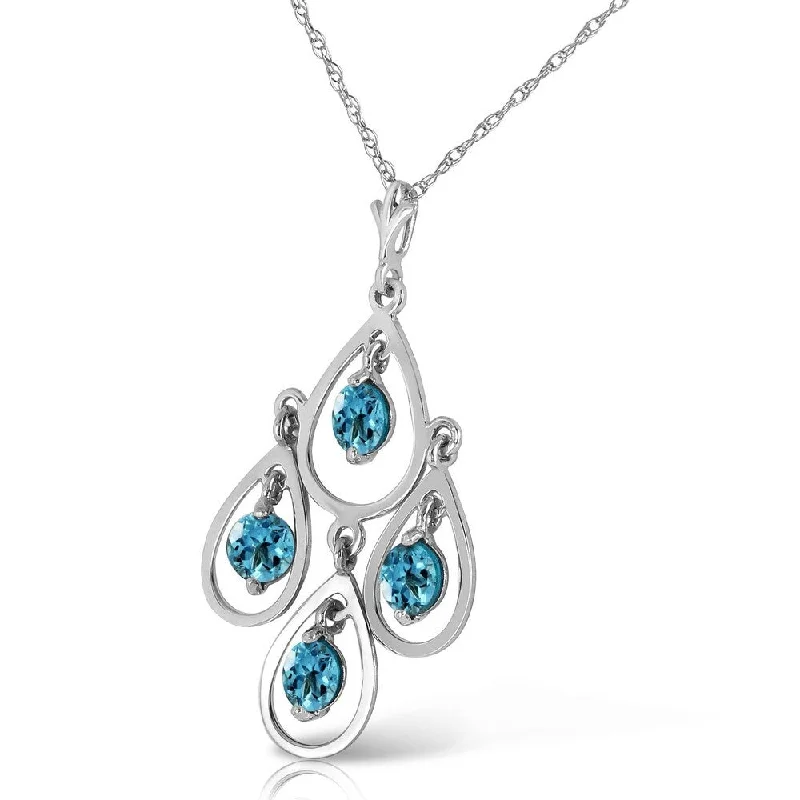 Worn medallion necklaces-1.2 Carat 14K Solid White Gold Call The Tune Blue Topaz Necklace