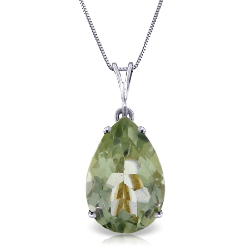 Retro charm necklaces-5 Carat 14K White Gold Necklace Natural Green Amethyst