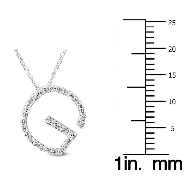 Sapphire pendant necklaces-Marquee 1/5 Carat TW G Initial Diamond Pendant Necklace in 10K White Gold with Adjustable Chain