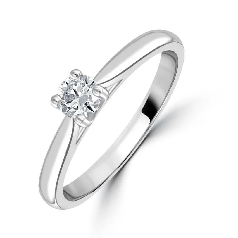 Sculpted gem engagement rings-0.25ct Round Brilliant Cut Diamond Solitaire Platinum Ring