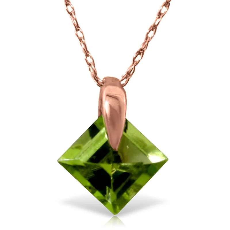 Onyx stone necklaces-14K Rose Gold Peridot Necklace Certified Series Deluxe