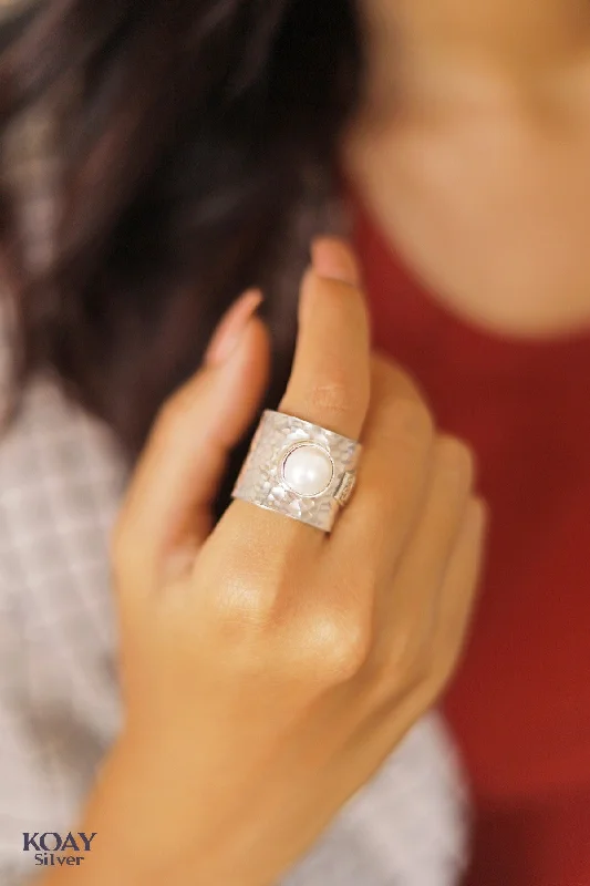 Retro flair rings-White Sa3ada Stone Ring