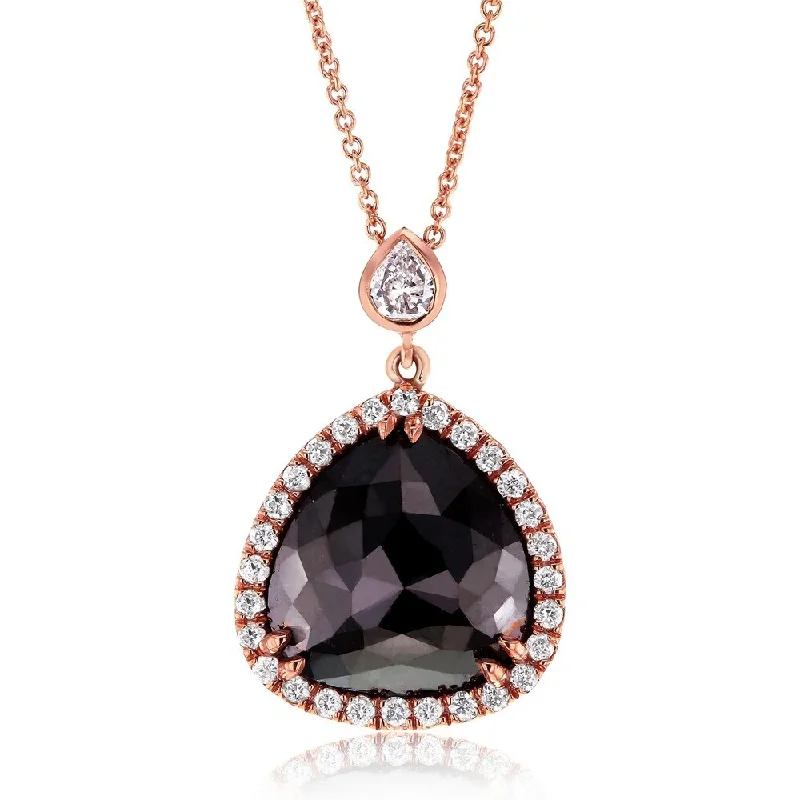 Full moon necklaces-Annello by Kobelli 14k Rose Gold 5ct TDW Black and White Diamond Teardrop Halo Necklace