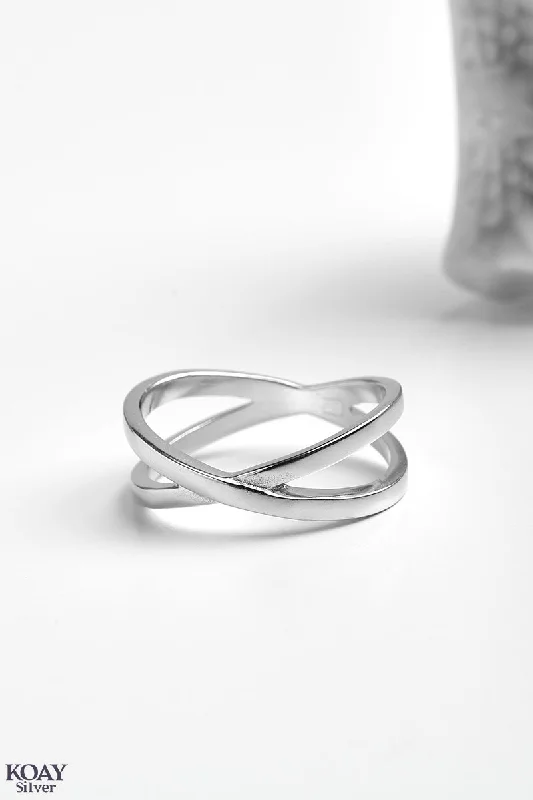 Flat band rings-Plain X Ring(03)