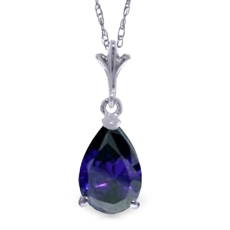 Worn bronze necklaces-1.5 Carat 14K White Gold Necklace Natural Sapphire