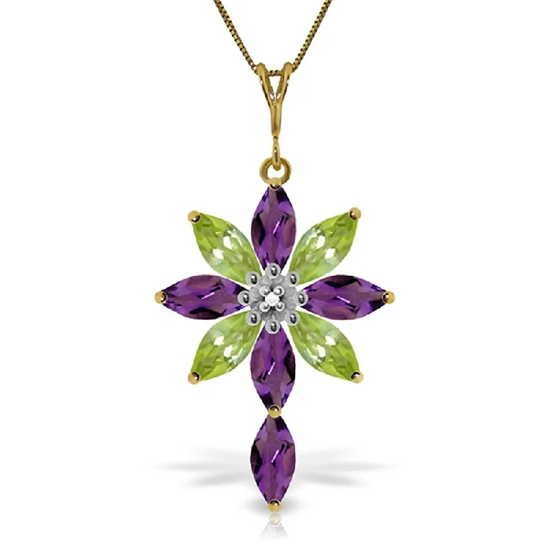 Ethnic weave necklaces-2 Carat 14K Gold Necklace Diamond, Purple Amethyst Peridot