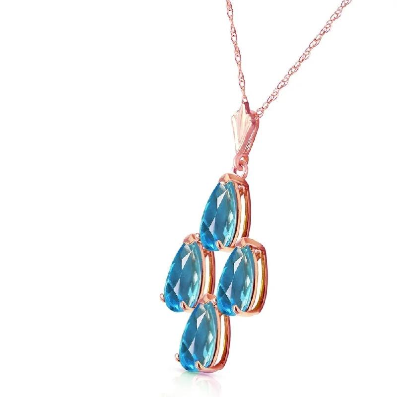 Tribal braid necklaces-1.5 CTW 14K Solid Rose Gold Pyramid Blue Topaz Necklace