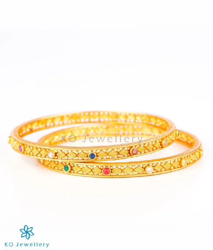 Pure eternity bangles-The Reyna Silver Navratna Bangle(Size 2.2/2.4/2.6/2.8)