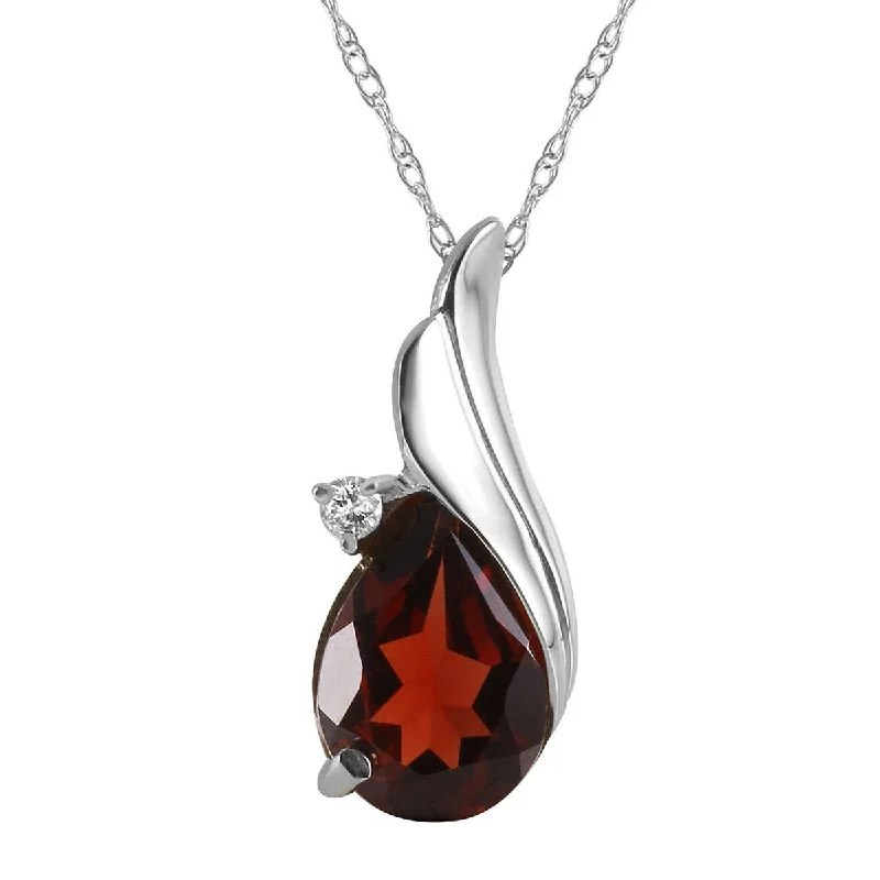 Polished gold necklaces-2.03 Carat 14K Solid Gold Necklace Diamond Natural Garnet Gemstone