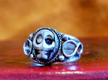 Bamboo motif rings-Adjustable Tibetan Skull Ring