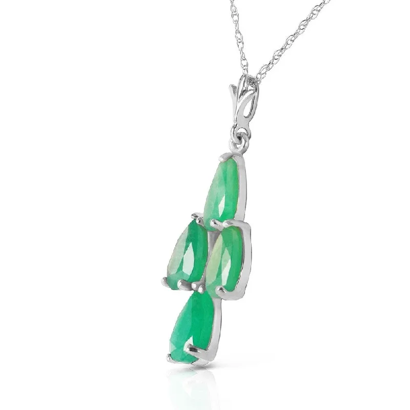 Floating stone necklaces-1.5 CTW 14K Solid White Gold Magnanimity Emerald Necklace