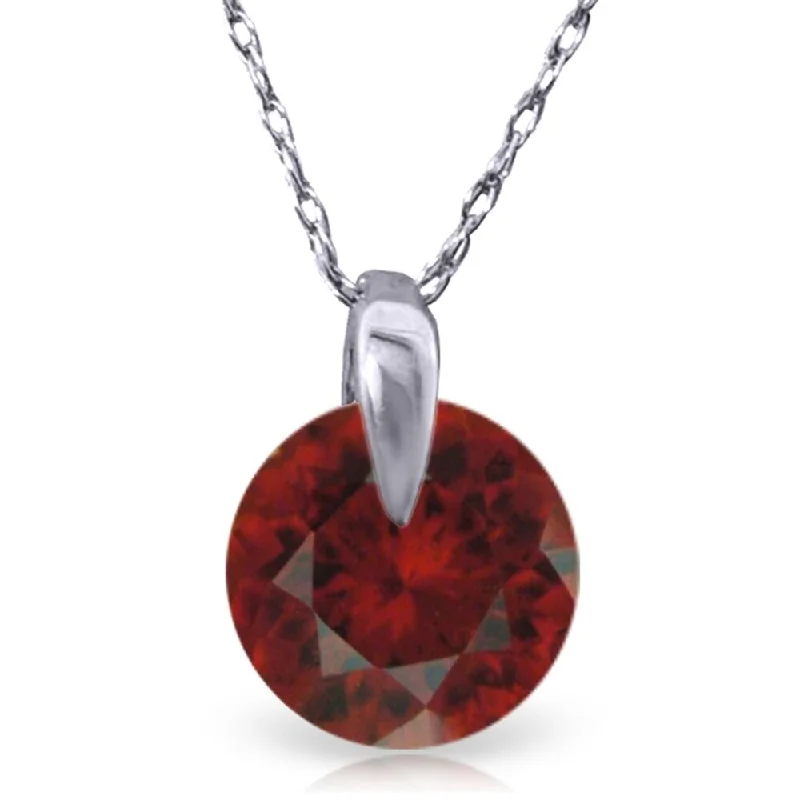 Onyx stone necklaces-1 Carat 14K Solid White Gold Don't Rush Love Garnet Necklace