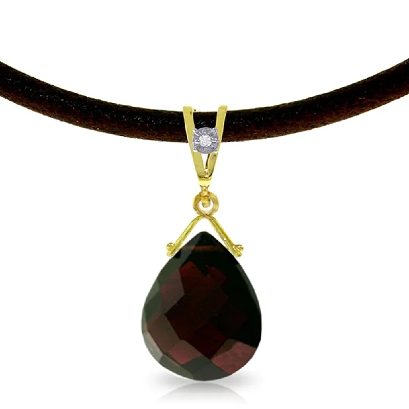 Coiled cord necklaces-6.51 Carat 14K Solid Gold Attraction Garnet Diamond Necklace