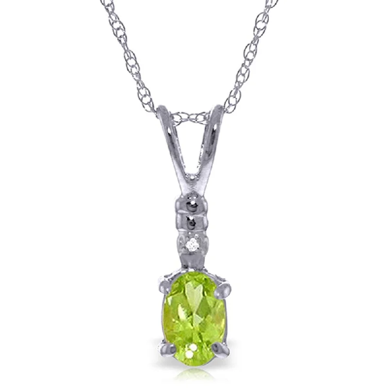 Oval stone necklaces-0.46 CTW 14K Solid White Gold Once In A Lifetime Peridot Diamond Necklace