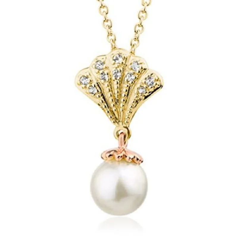 Minimalist gold engagement rings-9ct Yellow & Rose Gold Windsor Cultured Pearl & White Topaz Set Pendant