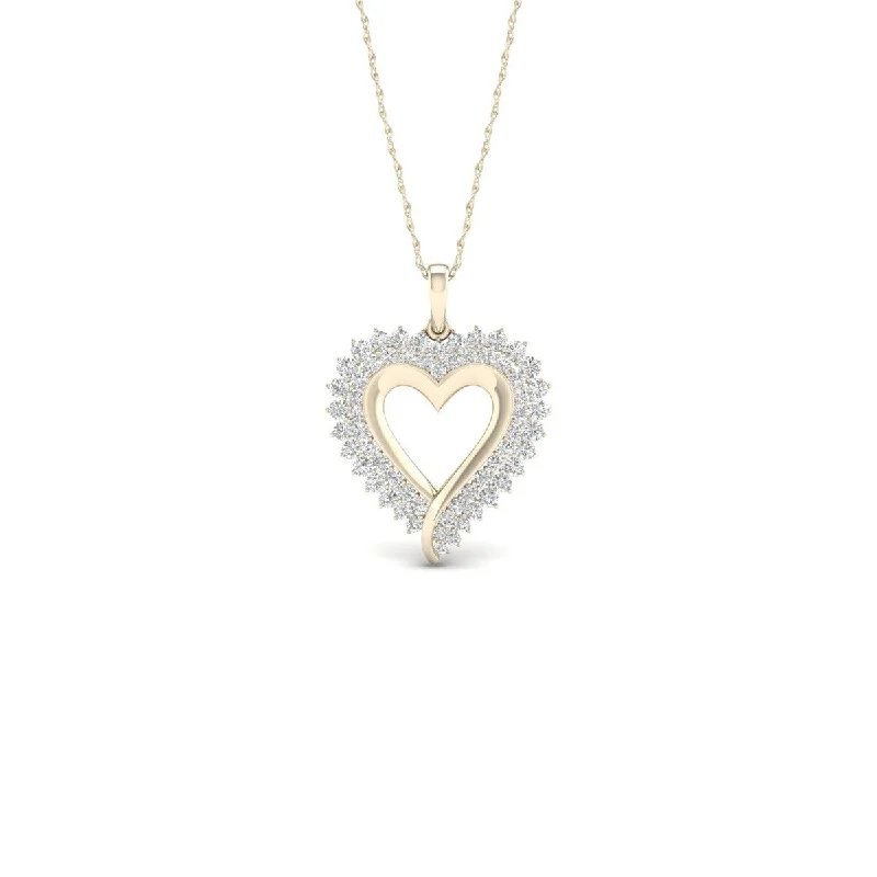 Vivid druzy necklaces-De Couer 10k Yellow Gold 1/2ct TDW Diamond Heart Necklace - Rose