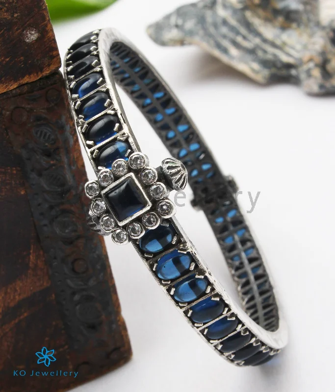 Radiant star bangles-The Samatva Silver Kemp Bracelet (Blue/Oxidised; Size 2.2/2.4/2.6/2.8)