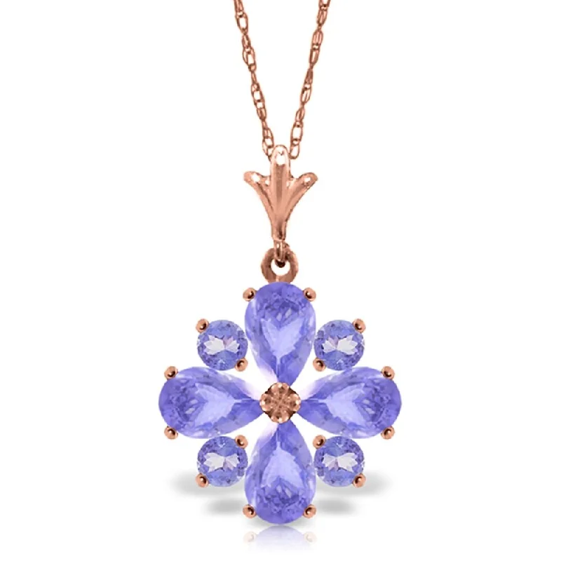 Dual gem necklaces-2.43 Carat 14K Rose Gold Spring Tanzanite Necklace